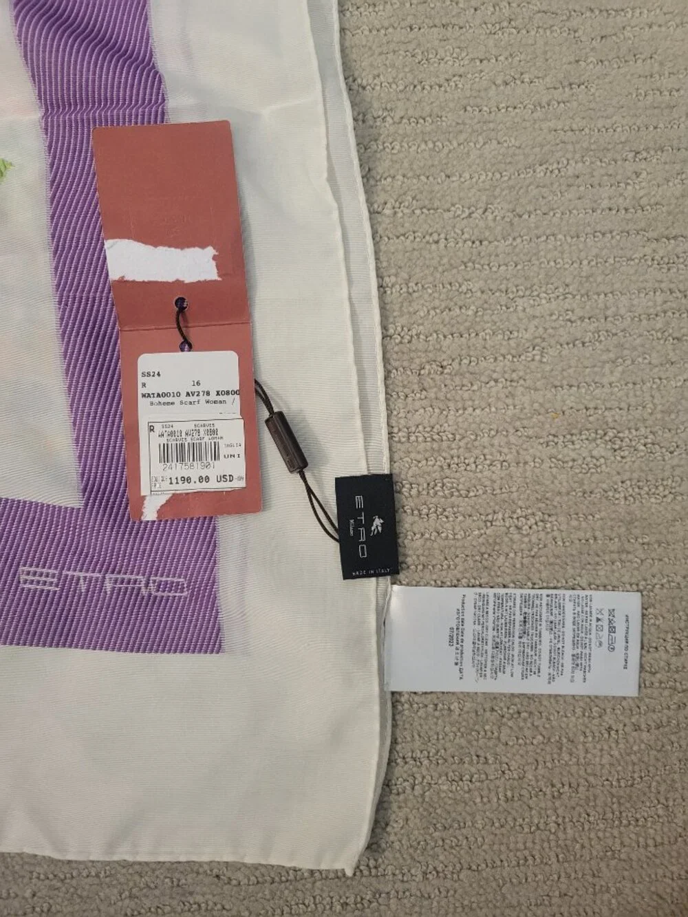 Etro Embroidered Silk Blend Scarf - NWT